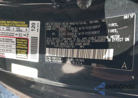 2017 Toyota Sienna Xle 8 Passenger из США, поврежденный, VIN 5TDYZ3DC7HS867161